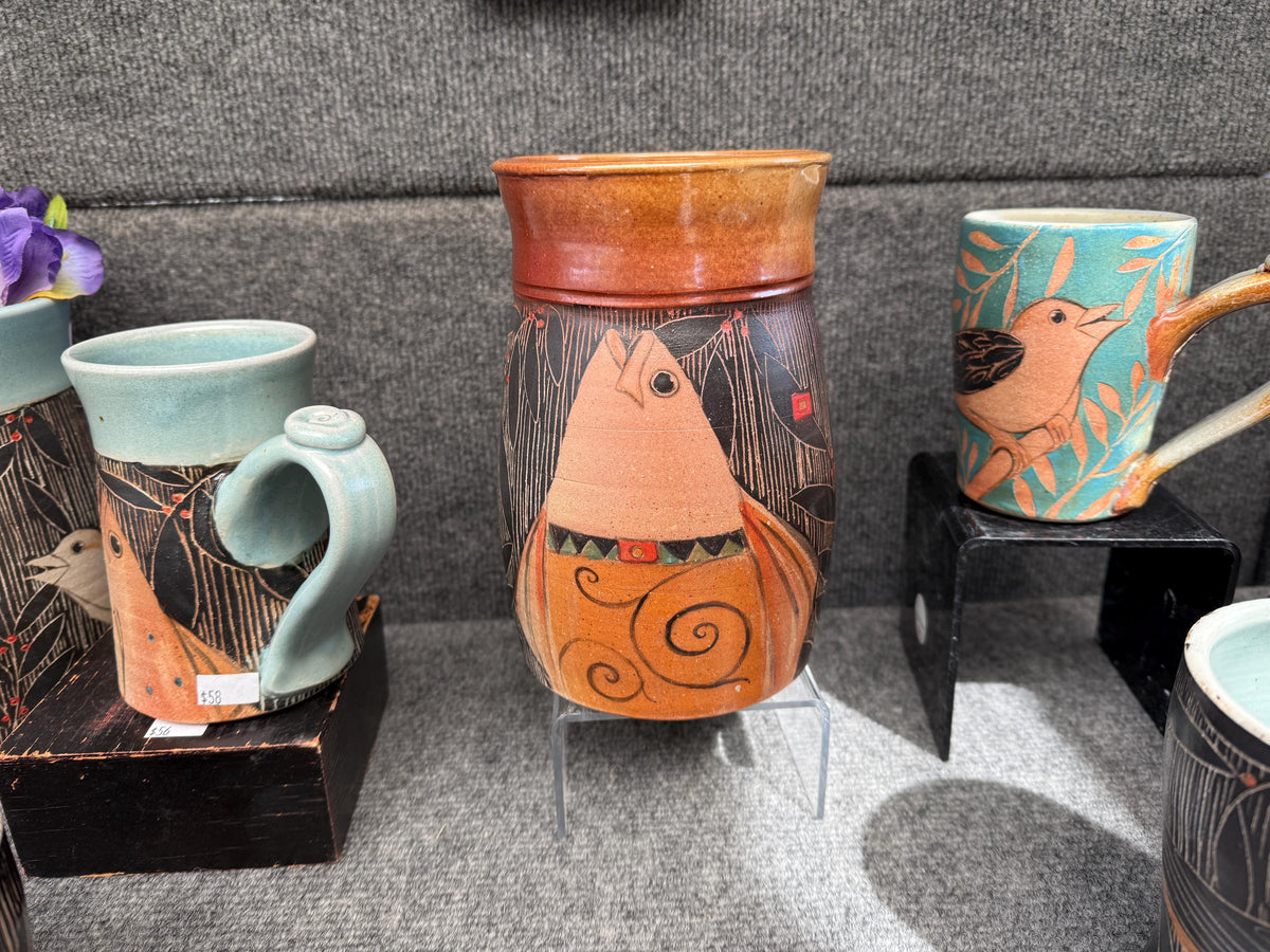Pottery vase.  Handmade ceramic Fish vase. Ocean theme kitchen decor.