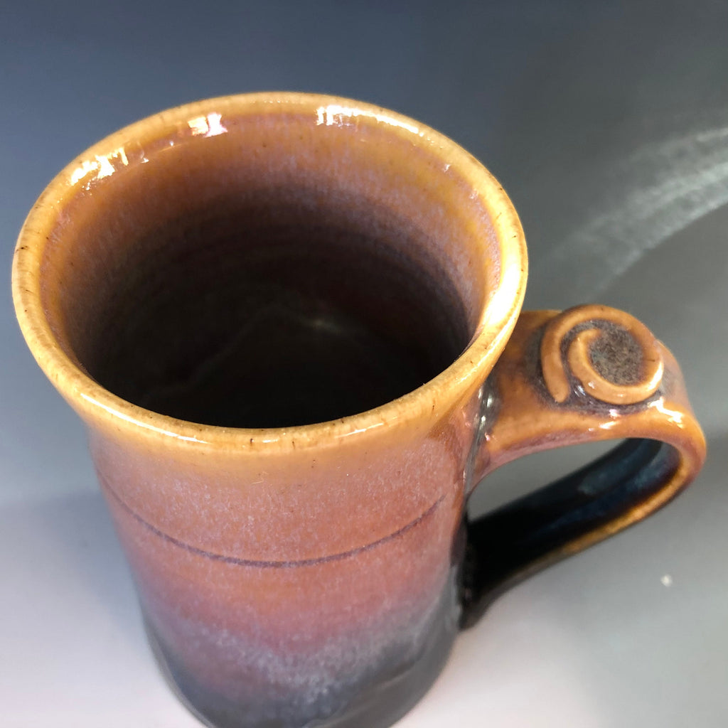 Handmade Pottery Stein: 16 oz Purple Coffee Mug with Thumb Rest. Large coffee mug.