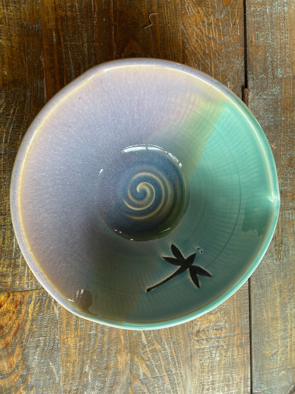 Handmade Pottery Bowl. Dragonfly Pottery Salad Bowl 9.5   x  3.5 inches. Fast shipping gift for Mom.  Wedding gift.
