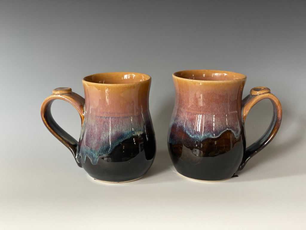 Handmade pottery mugs. Set of matching cups with Thumb Rest. Southwest pottery mugs. Wedding gift. Gift for house warming. Ready to ship.
