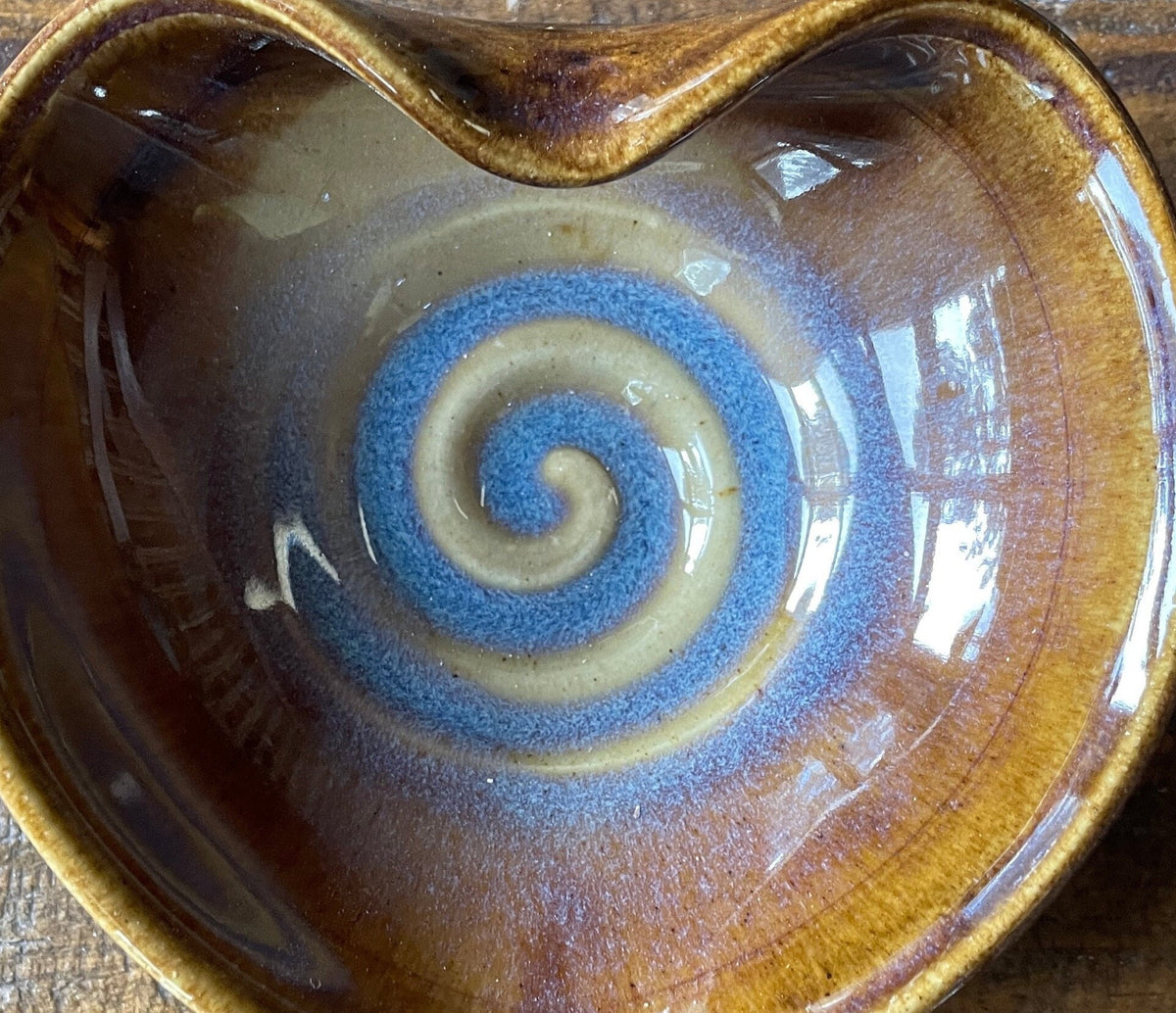 Southwest pottery heart dish. Sunset handmade pottery 4 inch heart  bowl.