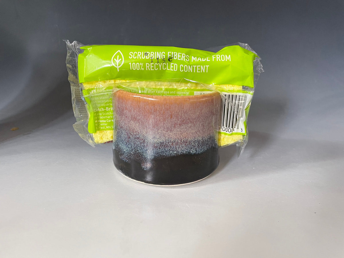 Southwest Pottery sponge holder. Ceramic sponge caddy with sponge. Kitchen decor.