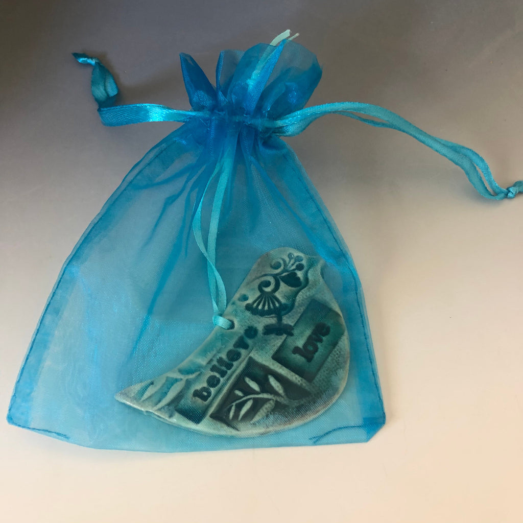 Bird Pottery Gift, gift for bird lovers, “get well gift “with gift bag. Graduation gift.