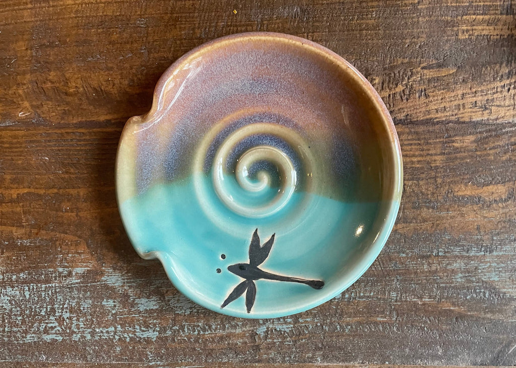 Dragonfly spoon Rest. Ceramic Spoon Rest. Gifts under 30. Pottery spoon holder. Colorado artist.