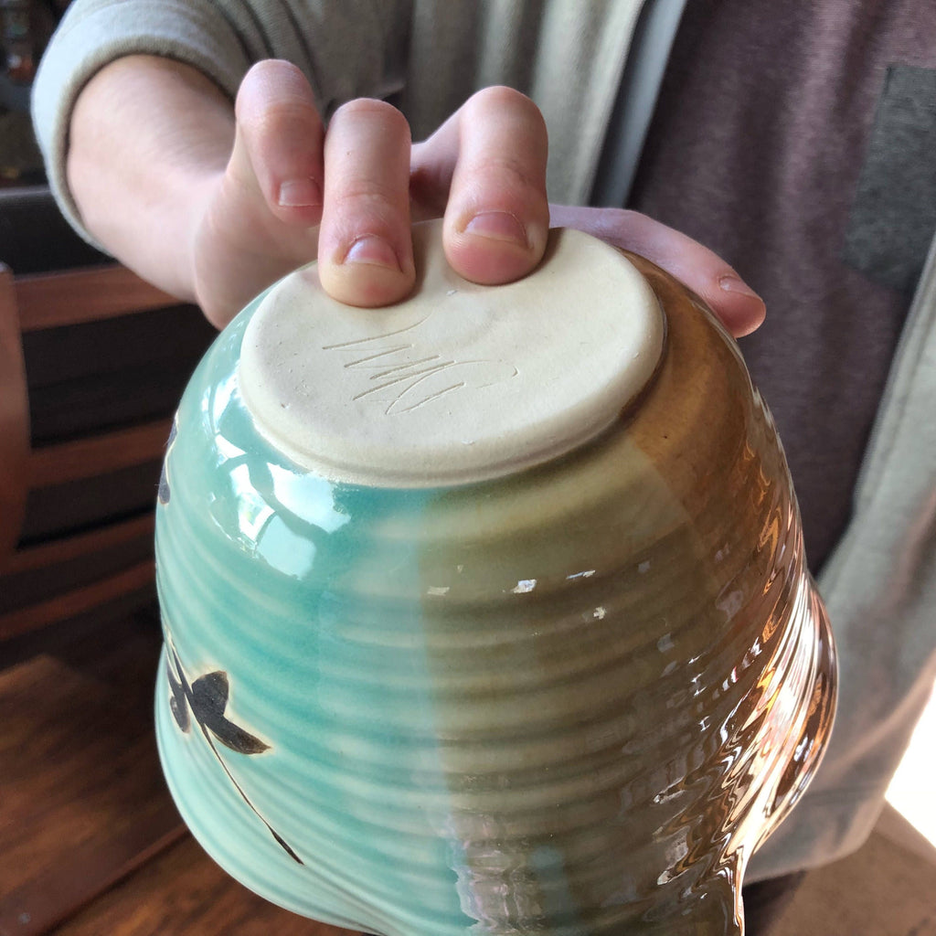 Handmade Pottery Dragonfly Mixing Bowl with whisk.Ergonomic Pottery Batter Bowl, Chef Gift. Pancake Bowl. Egg bowl. Gift for Mom.
