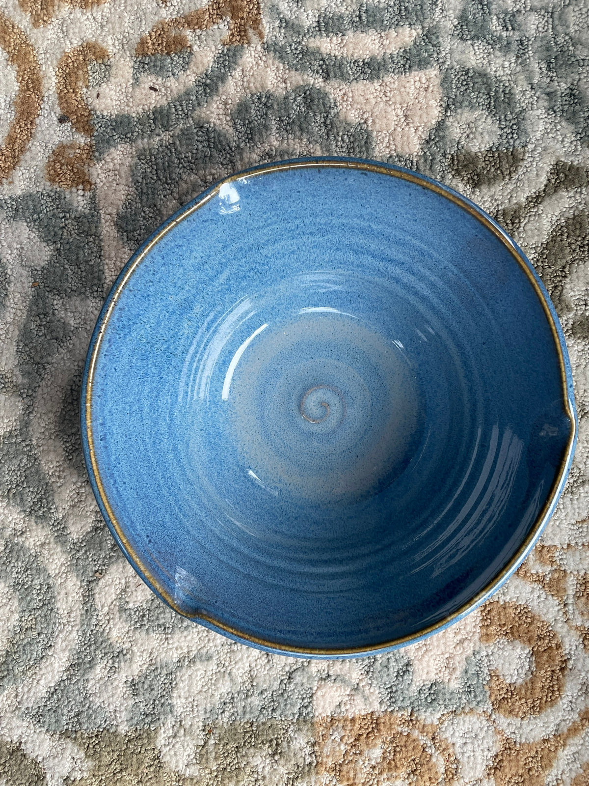 Pottery Large Blue Bowl, 11.5 wide x 4 inch bowl. Blue pottery Salad Bowl. Ceramic Fruit Bowl. Table center Piece.