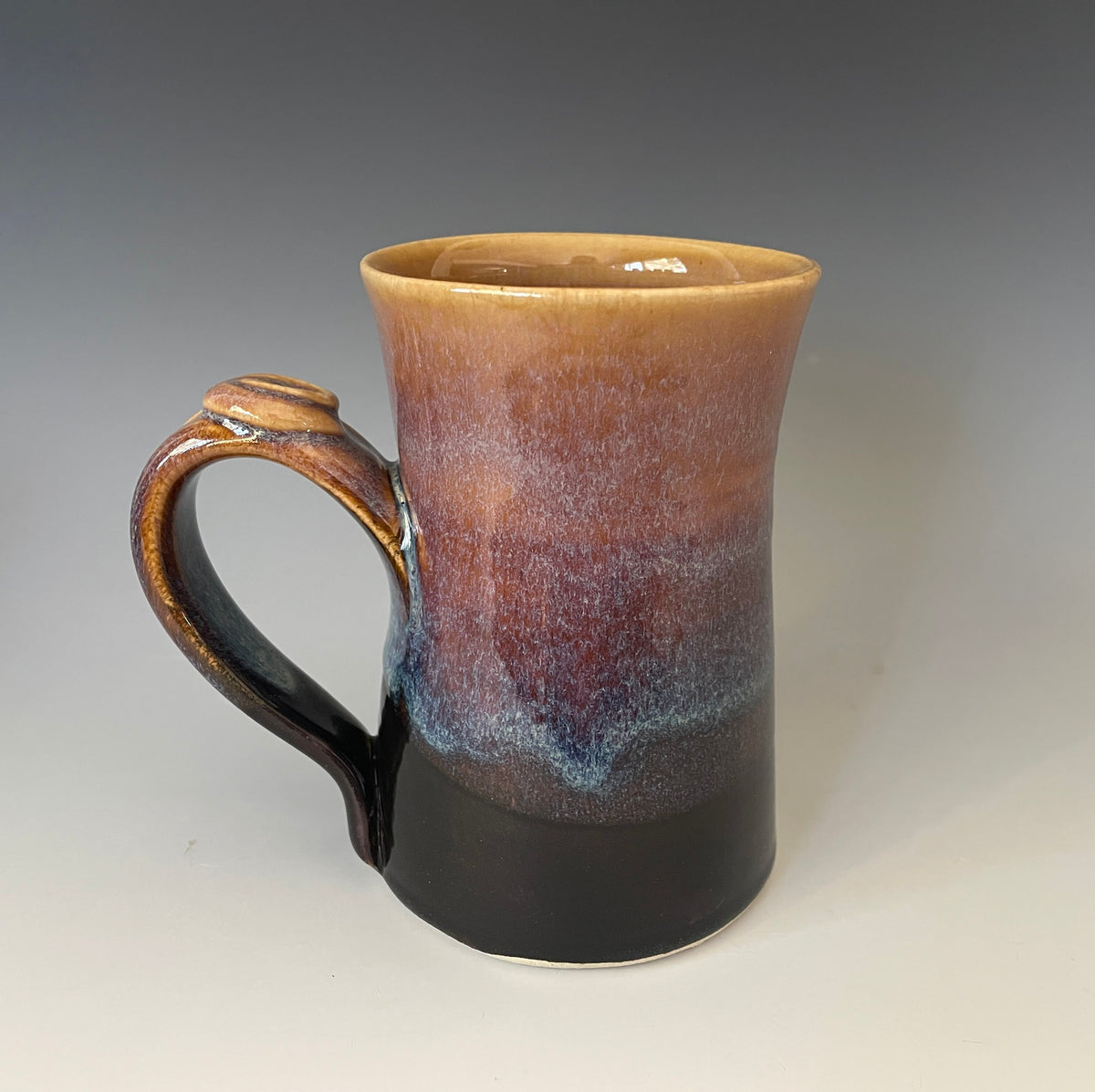 Handmade Pottery Stein: 16 oz Purple Coffee Mug with Thumb Rest. Large coffee mug.