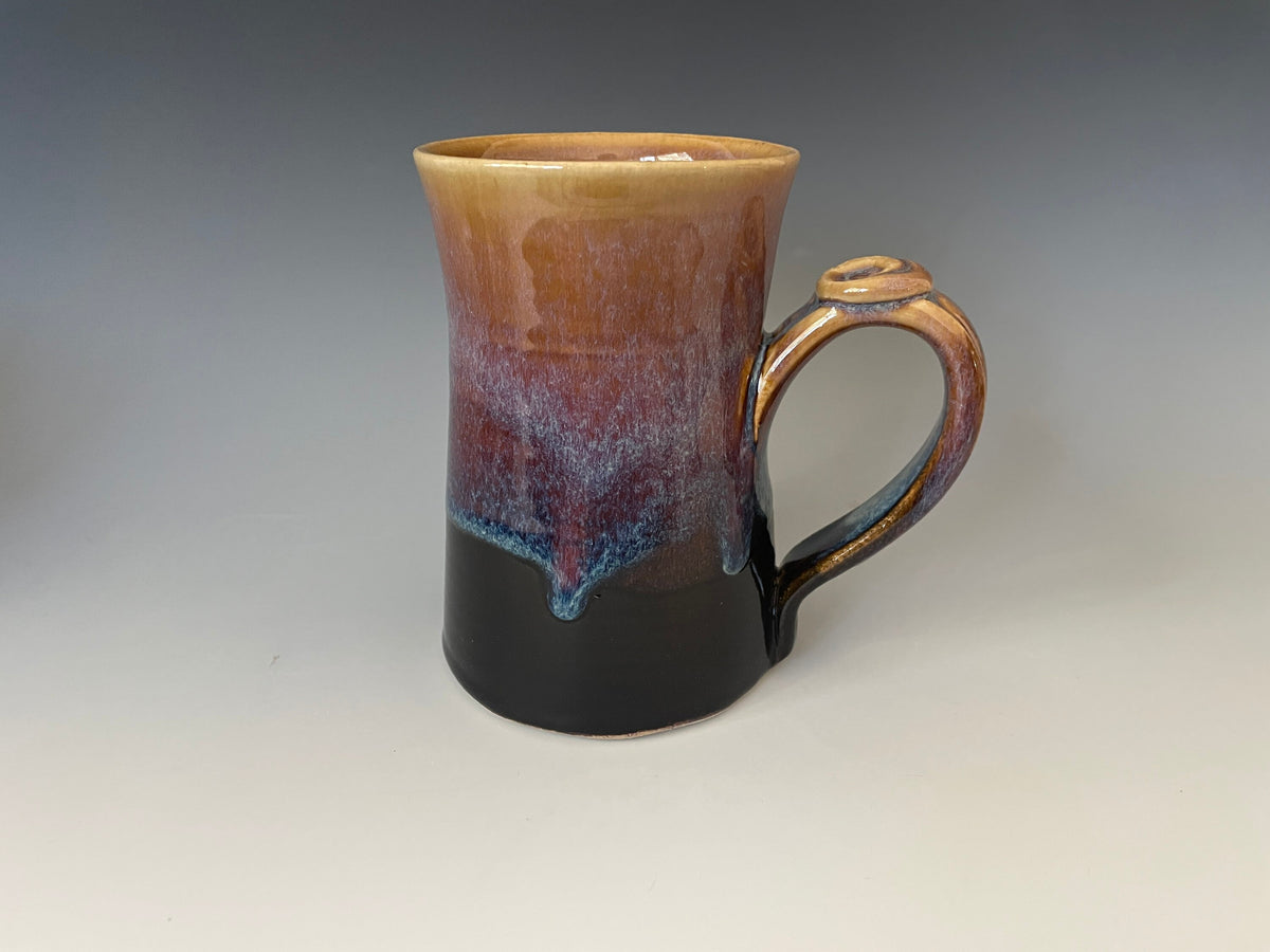 Handmade Pottery Stein: 16 oz Purple Coffee Mug with Thumb Rest. Large coffee mug.