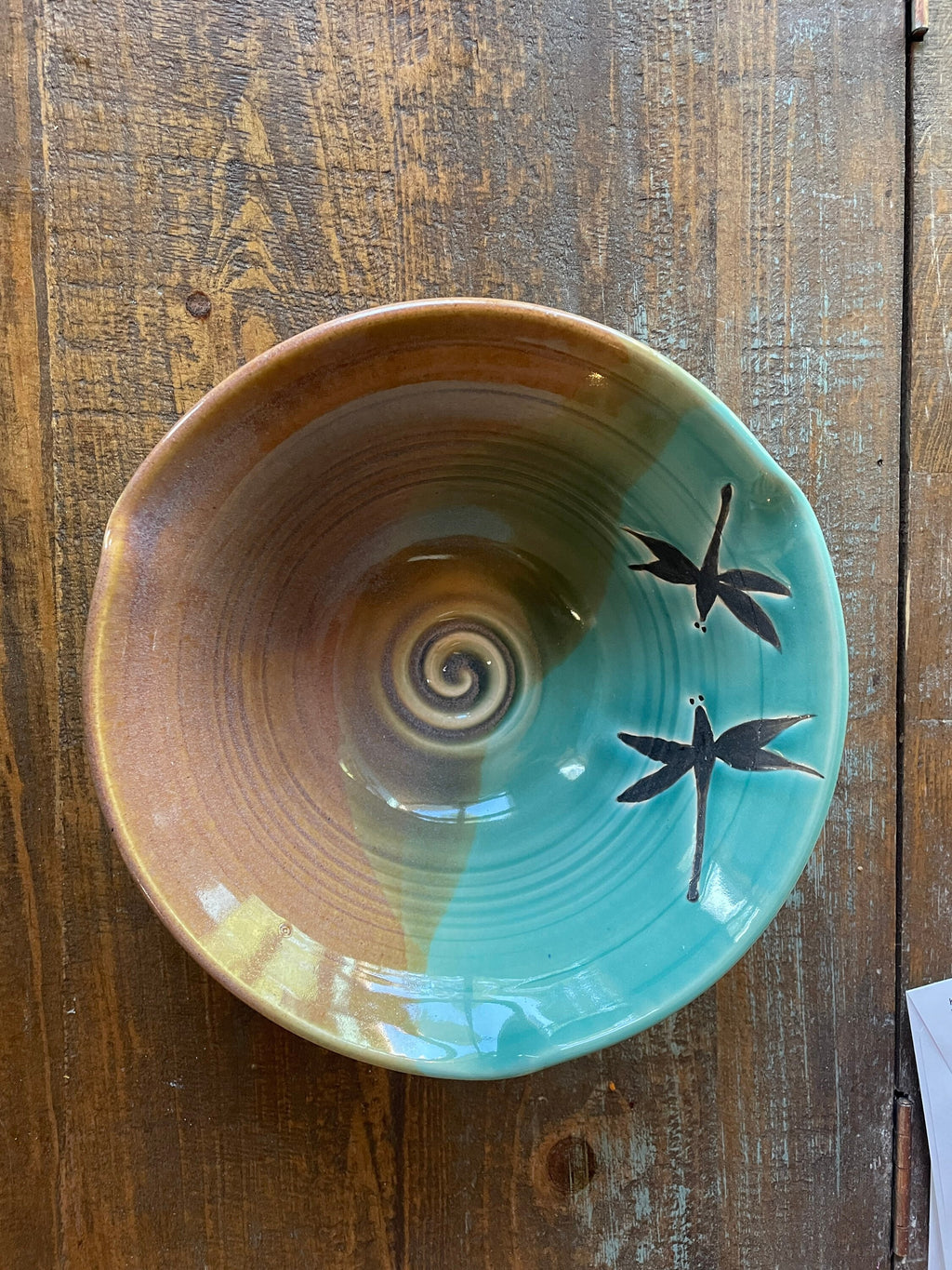 Pottery Dragonfly serving bowl. Handmade ceramic salad bowl. Kitchen Dragonfly Decor. 7.5 x 3 bowl. Pottery Rice bowl.Ceramic fruit bowl.