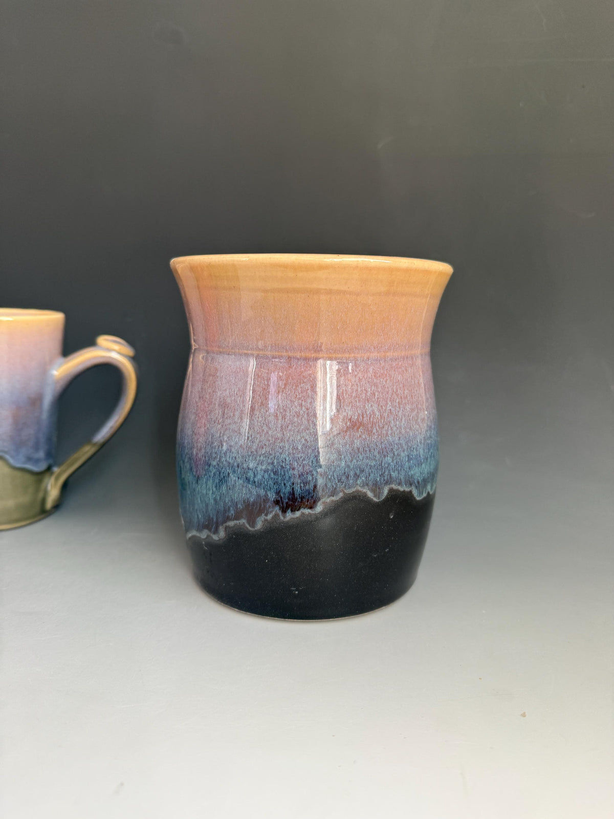 Kitchen Utensil holder. Pottery utensil holder. Ceramic 6.inch tall 5 inches widekitchen crock. Southwest pottery vase. Sunset kitchen decor