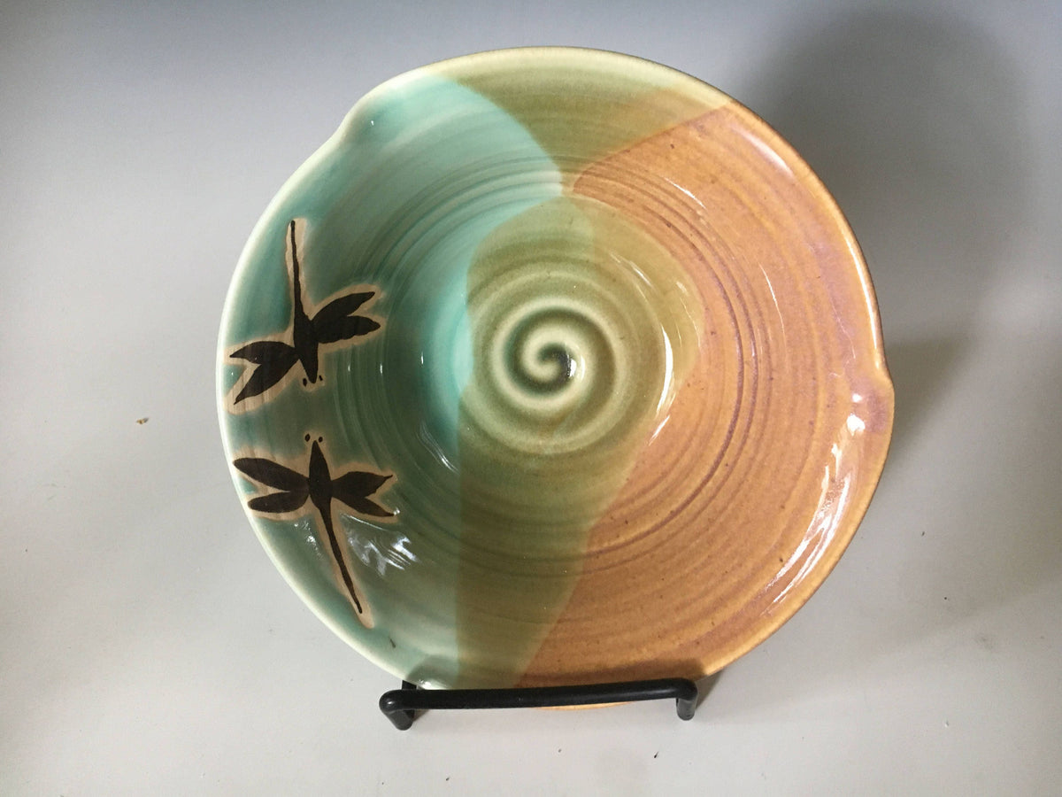 Pottery Cereal Bowl.fast shipping. Dragonfly Serving Bow. 7 x 3 inch handmade pottery bowl.Fast shipping g gift.