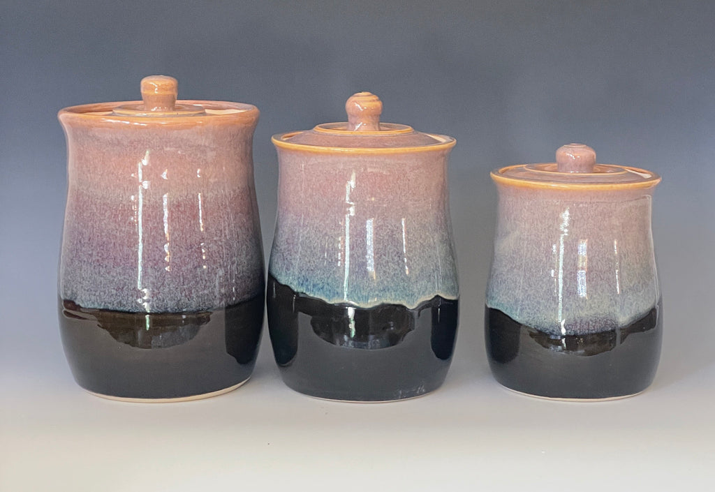 Handmade Pottery Southwestern Canister Set. Made to order Kitchen storage jars. Set of 3 storage jars. Wheel thrown Canister set.