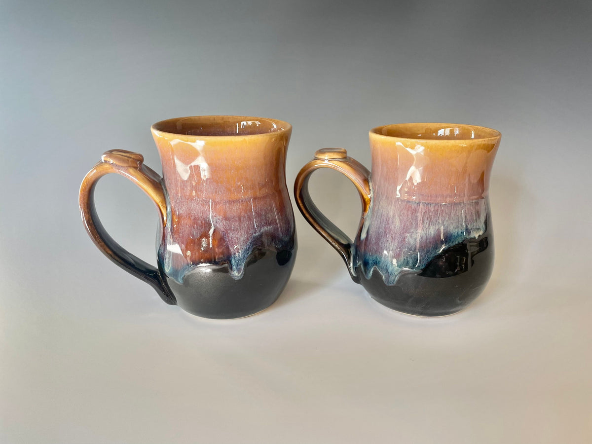 Handmade pottery mugs. Set of matching cups with Thumb Rest. Southwest pottery mugs. Wedding gift. Gift for house warming. Ready to ship.