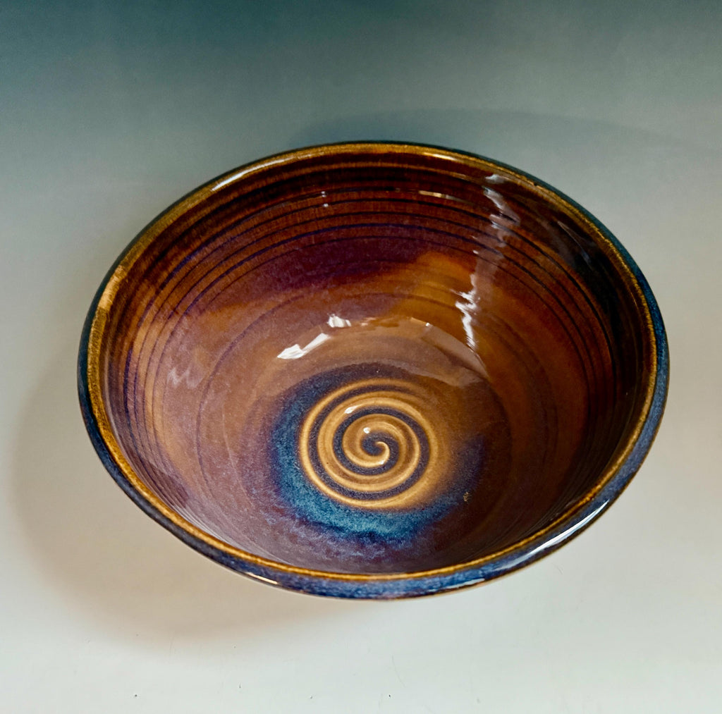Pottery salad bowl. Southwest pottery bowl. 10x4 inch Fruit bowl.