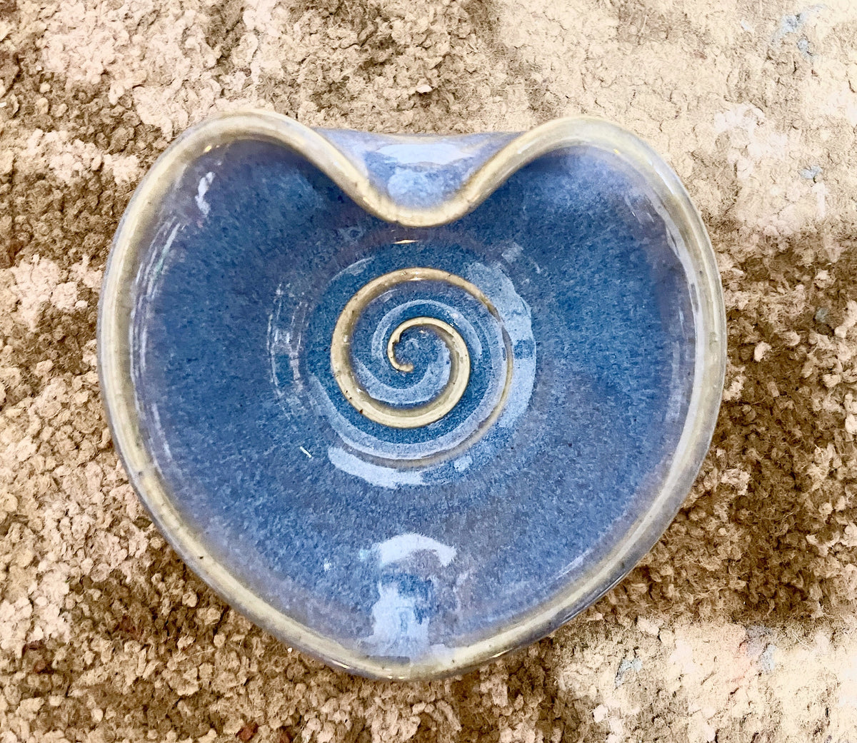 Handmade pottery blue dish. Blue ceramic heart dish, get well gift 4 inch heart. Gifts under 30.Valentine gift.