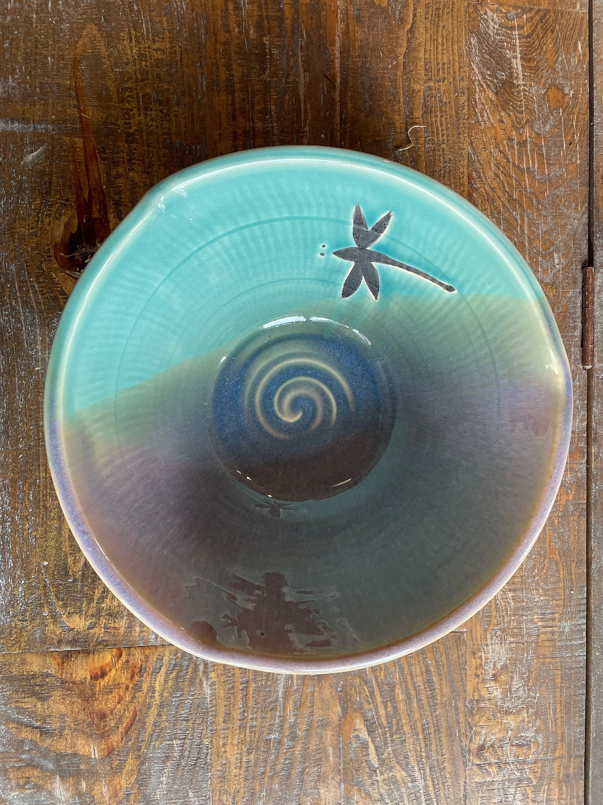Handmade Pottery Bowl. Dragonfly Pottery Salad Bowl 9.5   x  3.5 inches. Fast shipping gift for Mom.  Wedding gift.