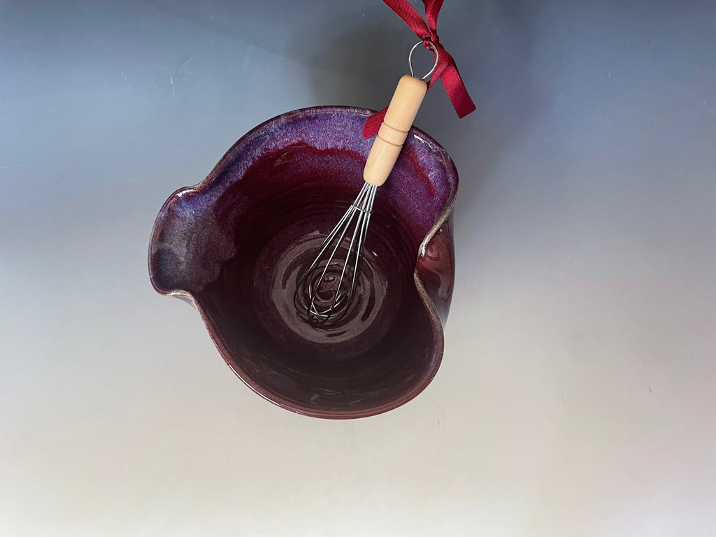 Pancake bowl. Purple Mixing Bowl. Ergonomic Batter Bowl with Whisk. Egg bowl.Mothers Day gift.