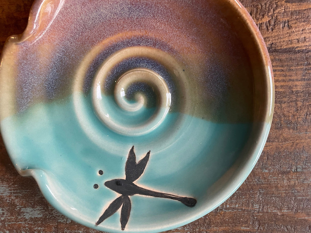 Dragonfly spoon Rest. Ceramic Spoon Rest. Gifts under 30. Pottery spoon holder. Colorado artist.