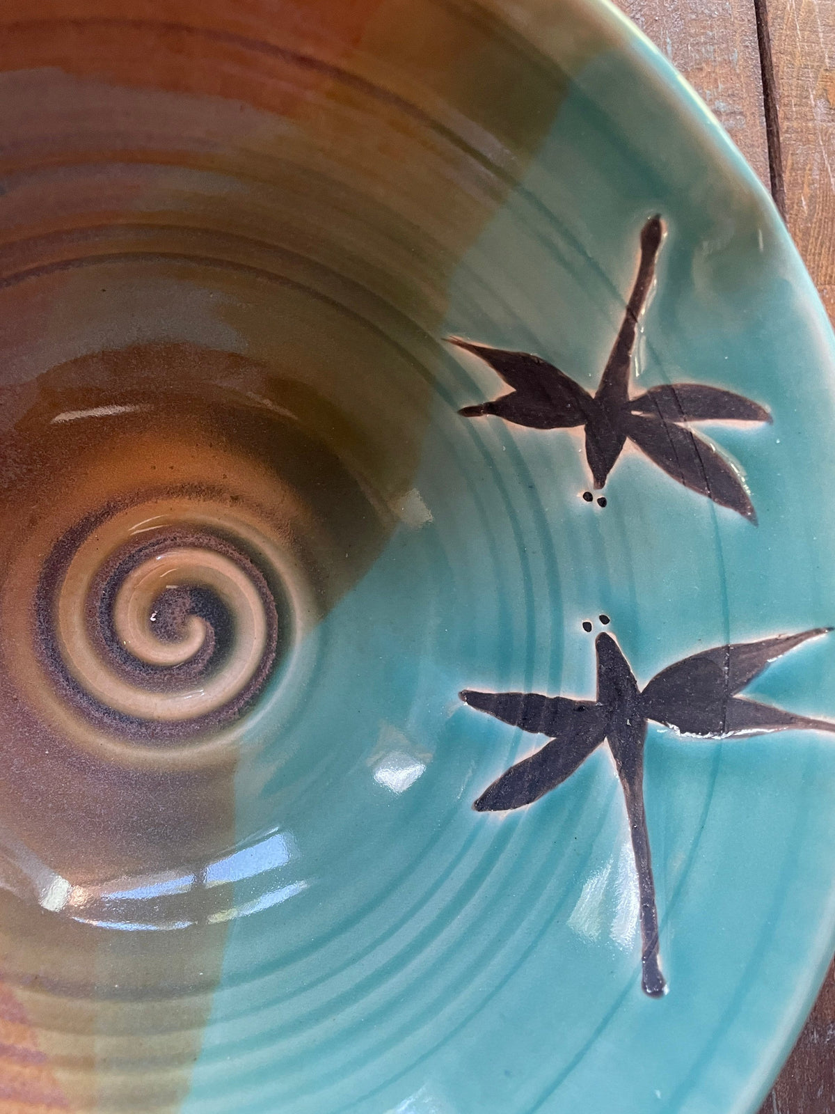 Pottery Dragonfly serving bowl. Handmade ceramic salad bowl. Kitchen Dragonfly Decor. 7.5 x 3 bowl. Pottery Rice bowl.Ceramic fruit bowl.