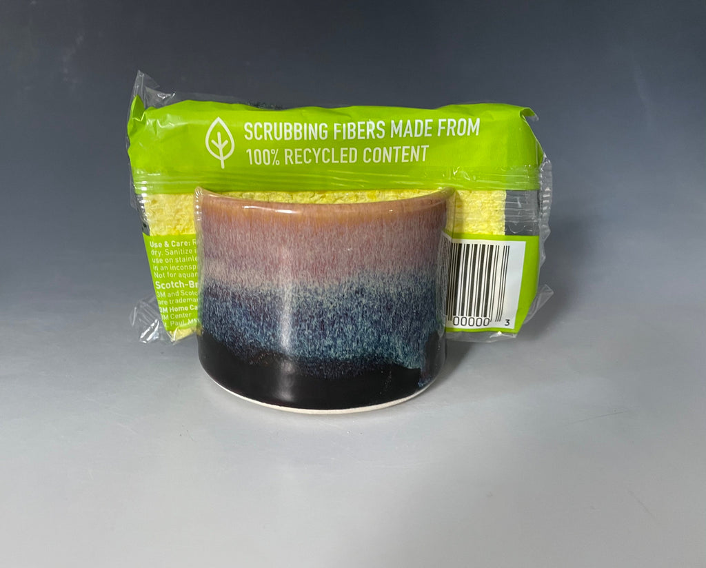 Southwest Pottery sponge holder. Ceramic sponge caddy with sponge. Kitchen decor.