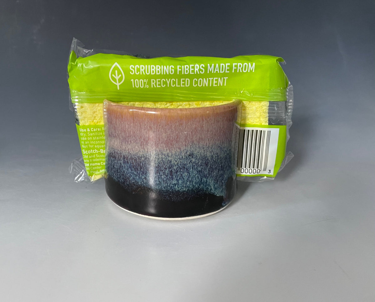Southwest Pottery sponge holder. Ceramic sponge caddy with sponge. Kitchen decor.