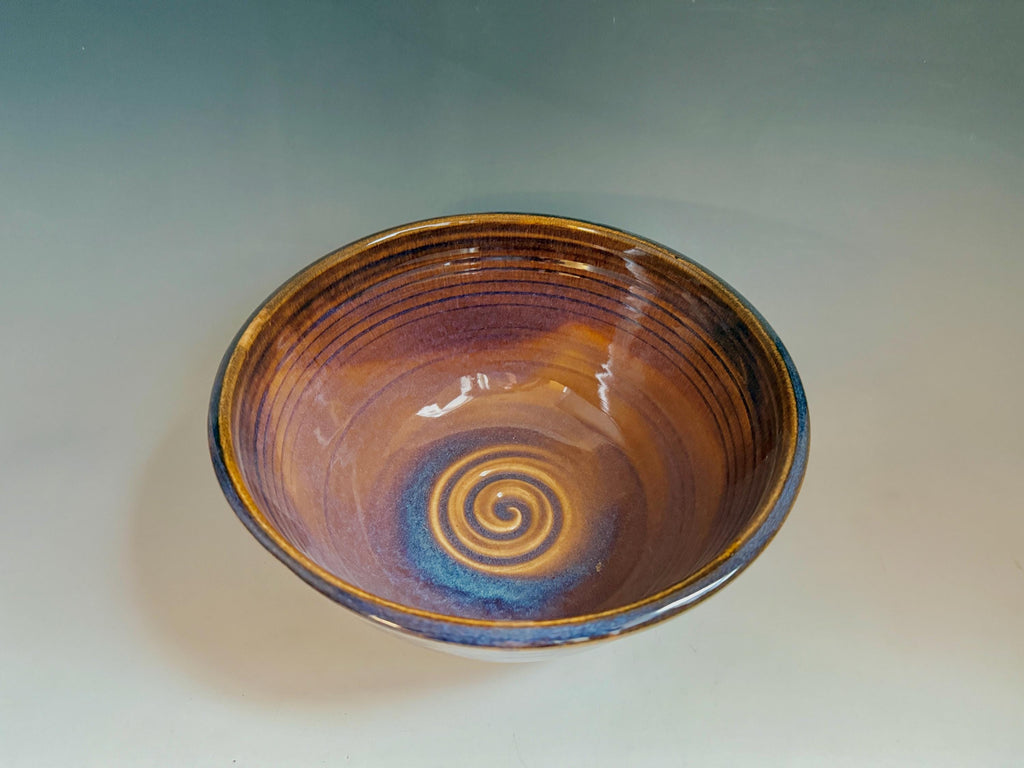 Handmade Pottery Southwest Bowl, Ceramic Large Fruit bowl.  salad bowl. Size is 9 inches wide 4 inches tall. Made in Colorado