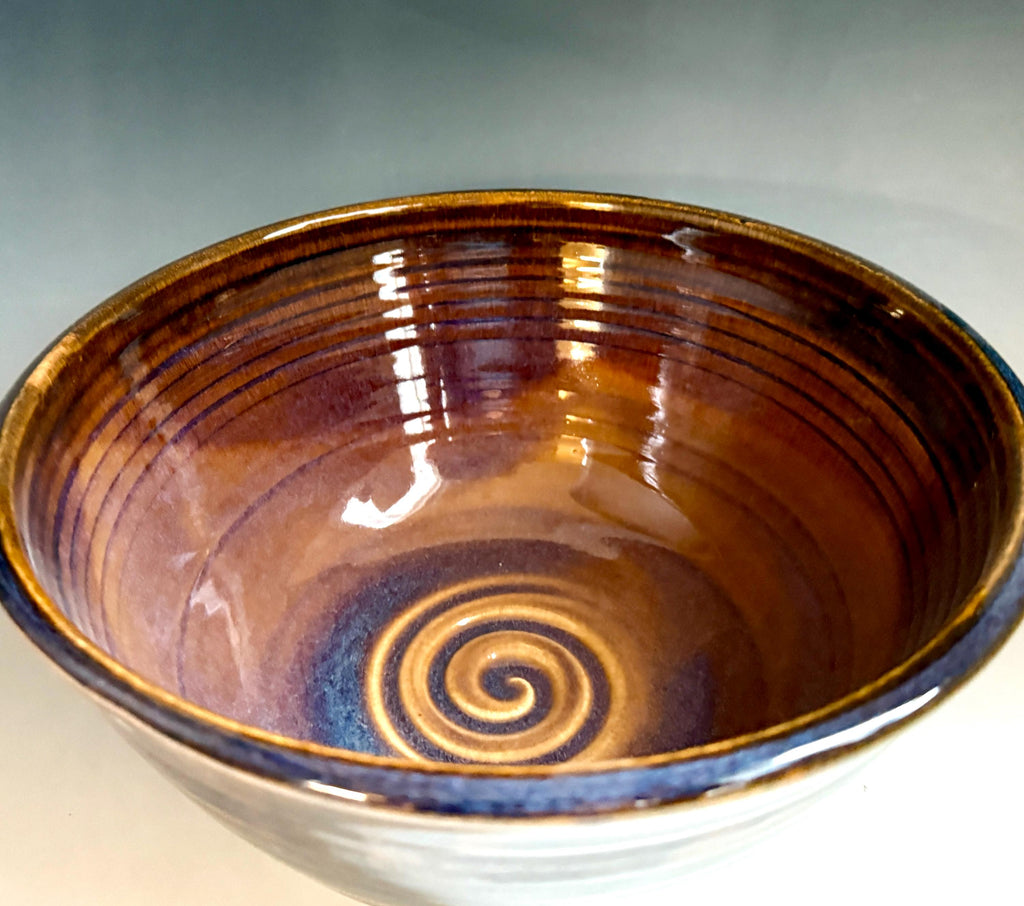 Pottery salad bowl. Southwest pottery bowl. 10x4 inch Fruit bowl.