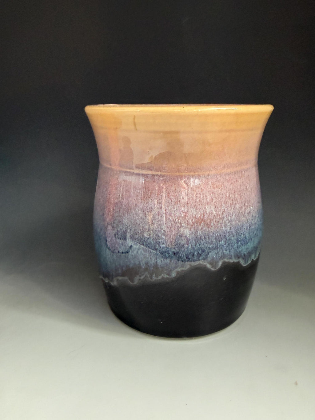 Kitchen Utensil holder. Pottery utensil holder. Ceramic 6.inch tall 5 inches widekitchen crock. Southwest pottery vase. Sunset kitchen decor