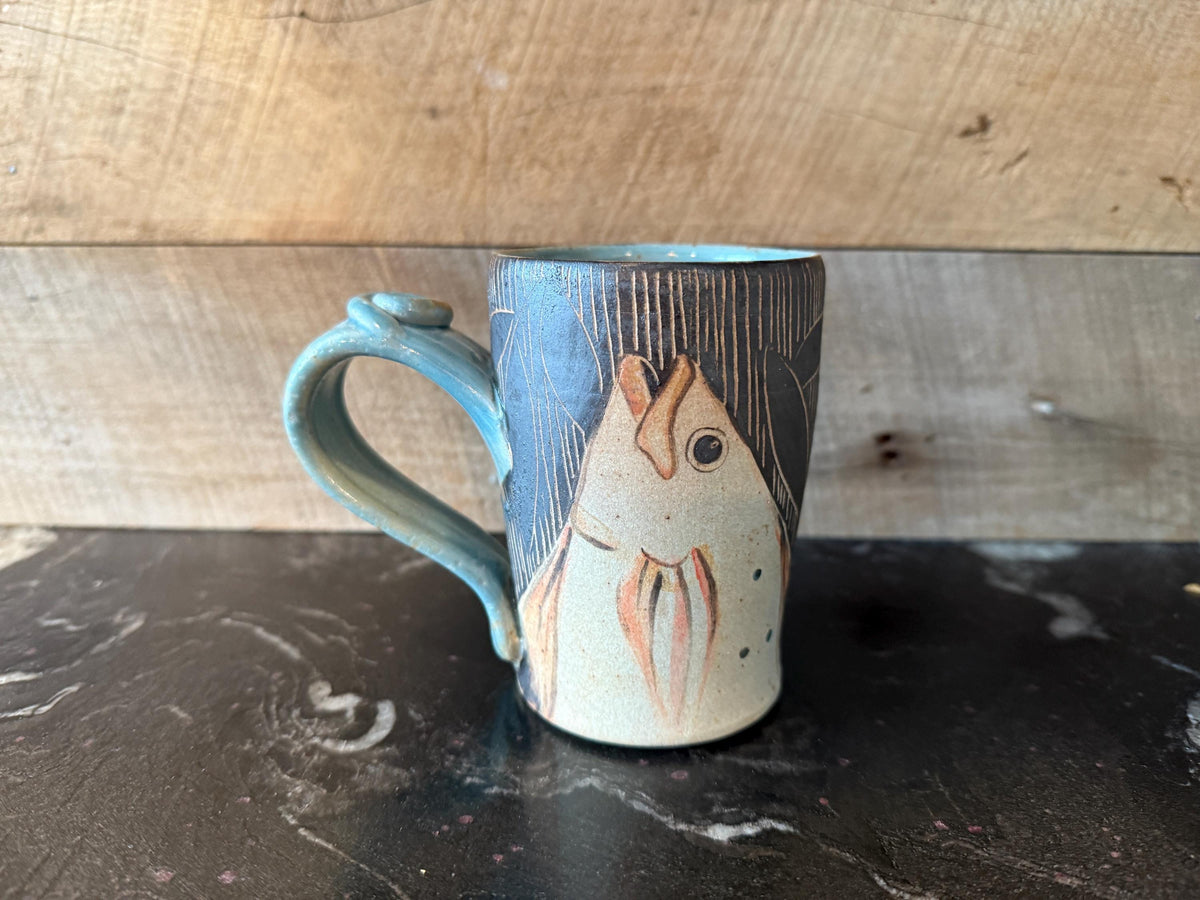 Pottery mug for Fishermen. Ocean lover cup. Mug with fast Free Shipping. Gift for Dad.