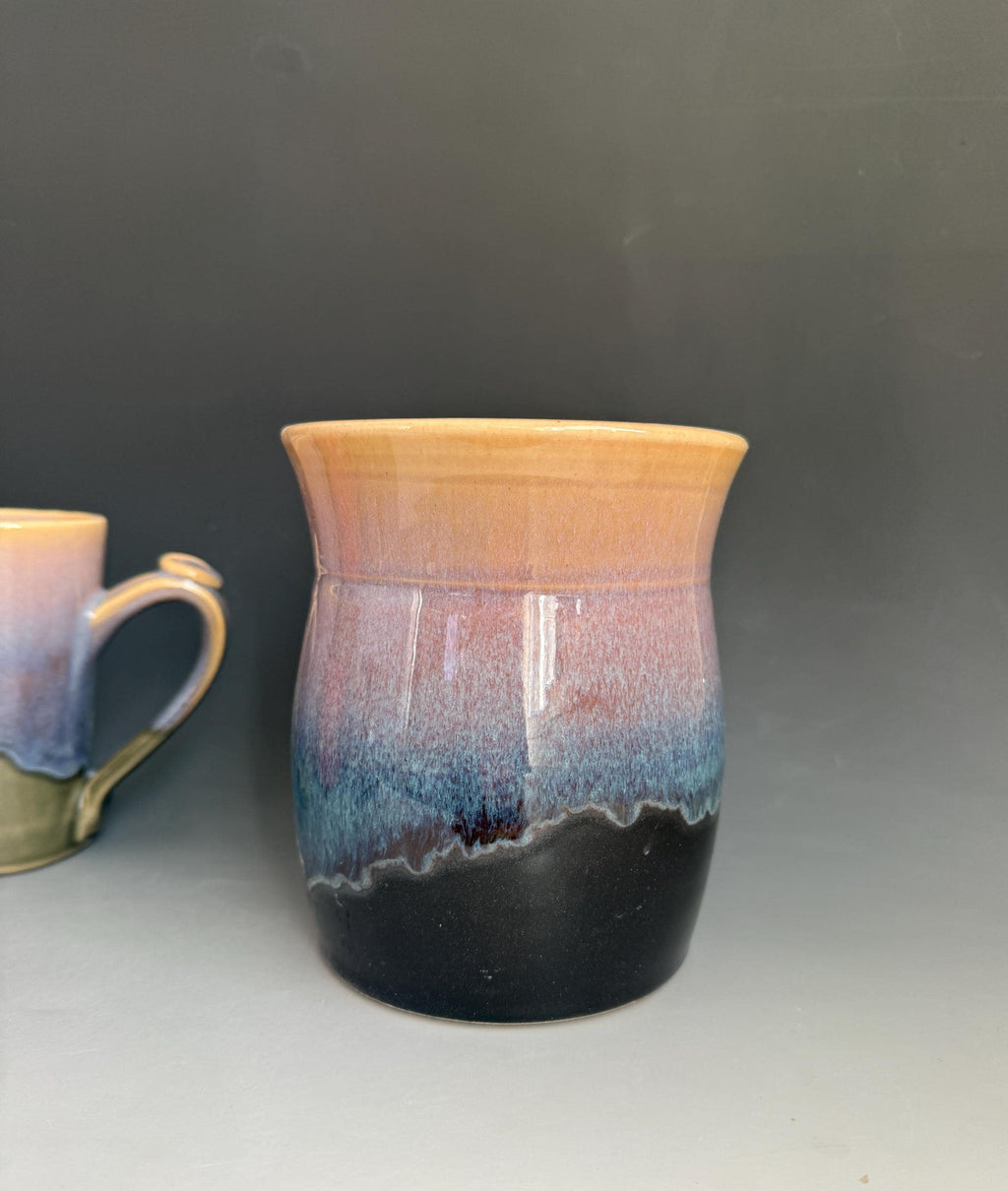 Kitchen Utensil holder. Pottery utensil holder. Ceramic 6.inch tall 5 inches widekitchen crock. Southwest pottery vase. Sunset kitchen decor