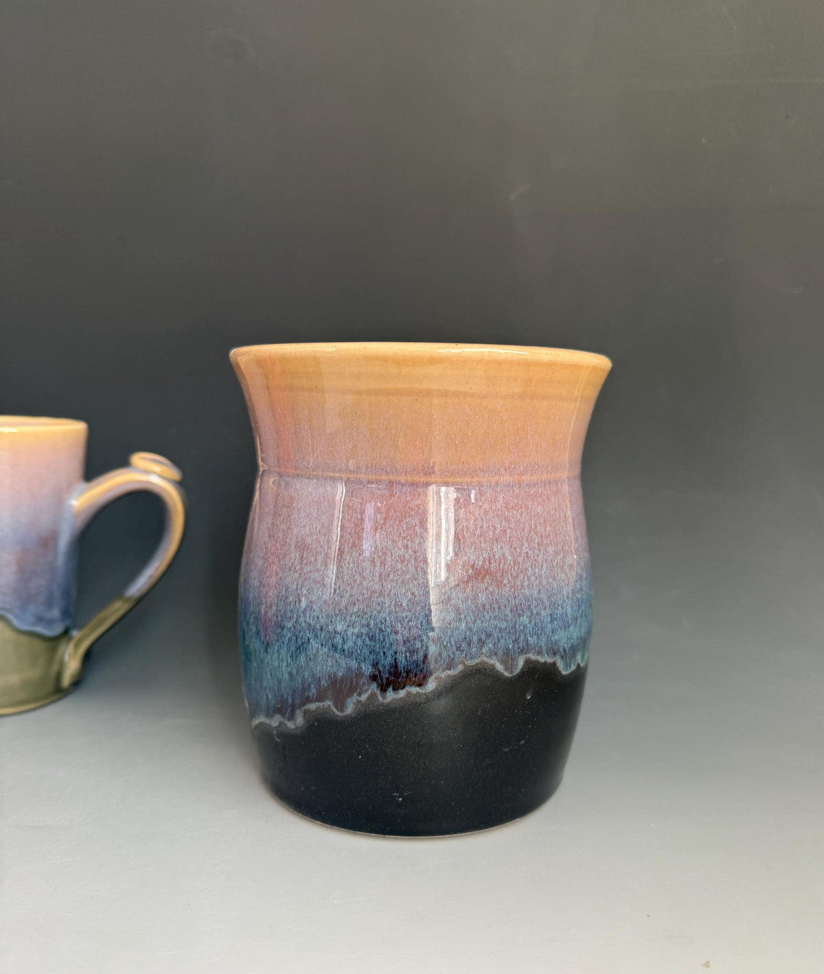 Kitchen Utensil holder. Pottery utensil holder. Ceramic 6.inch tall 5 inches widekitchen crock. Southwest pottery vase. Sunset kitchen decor