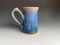 Handmade Teal Pottery Mug: 14 oz Ceramic Coffee Cup with Thumb Rest. USA made.