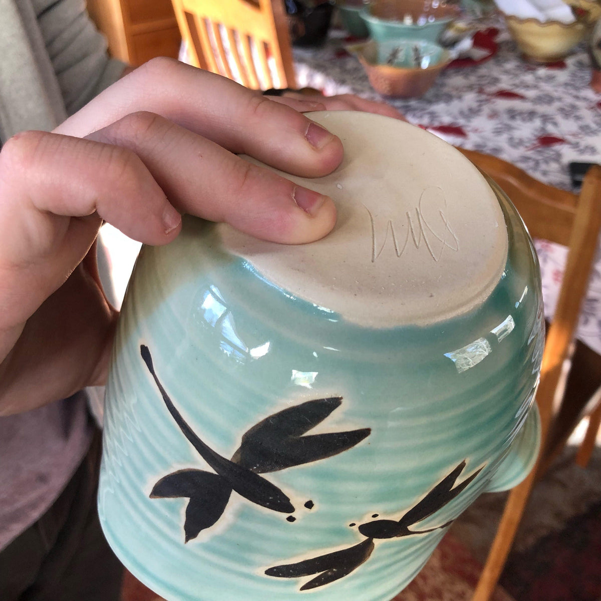 Handmade Pottery Dragonfly Mixing Bowl with whisk.Ergonomic Pottery Batter Bowl, Chef Gift. Pancake Bowl. Egg bowl. Gift for Mom.