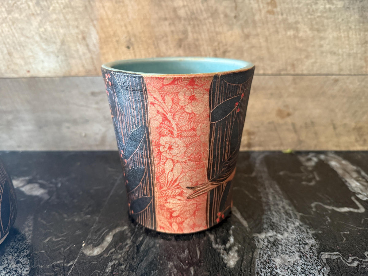 Handmade pottery tool caddy. Pottery bird vase. Ceramic bird vase. 6 inch kitchen crock.