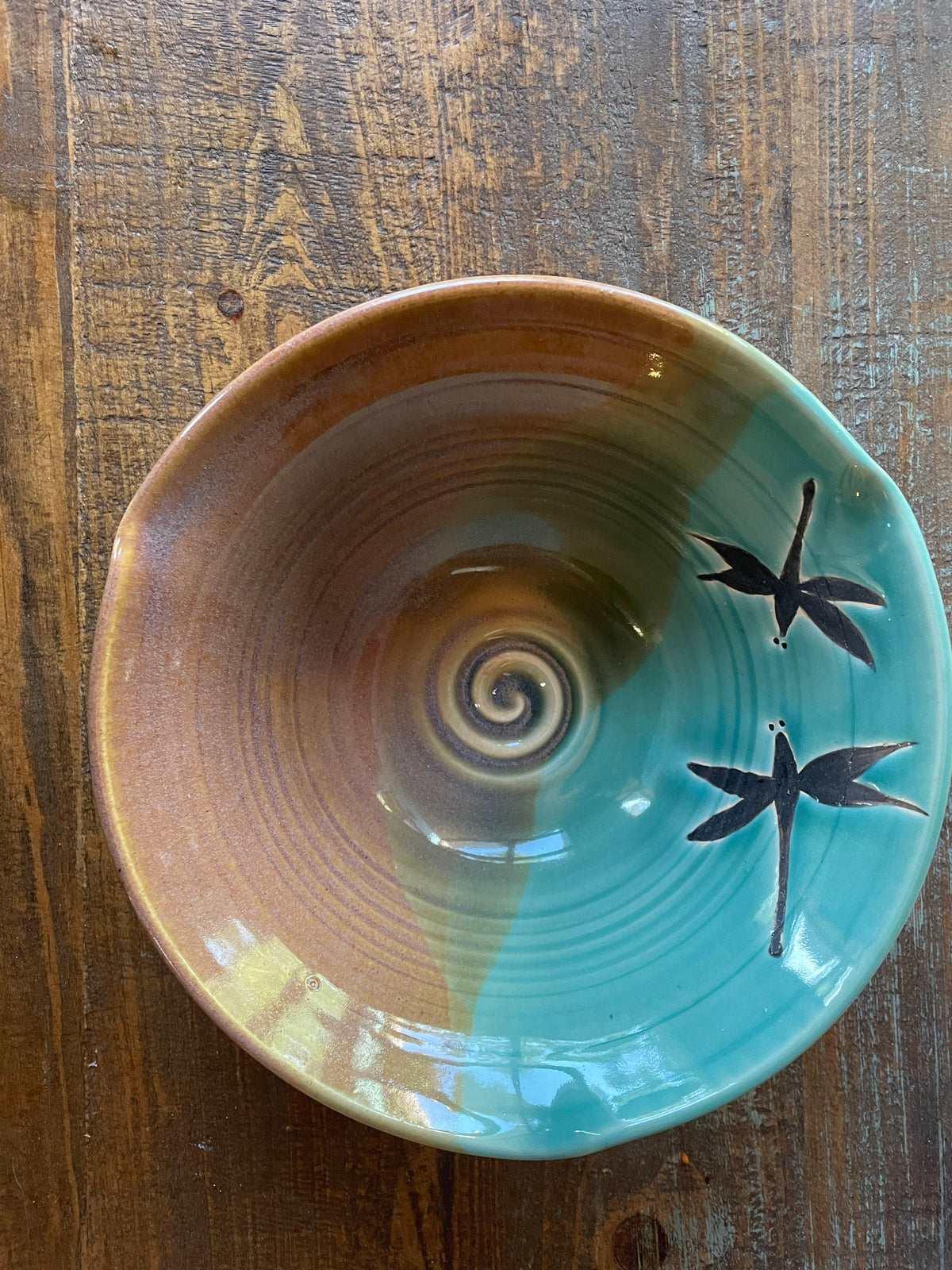 Pottery Dragonfly serving bowl. Handmade ceramic salad bowl. Kitchen Dragonfly Decor. 7.5 x 3 bowl. Pottery Rice bowl.Ceramic fruit bowl.