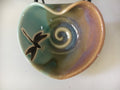 Dragonfly pottery Heart Bowl. Turquoise ceramic dish. Ceramic jewelry dish. 5 inch heart dish.