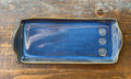Handmade Blue Pottery Tray: Rectangular Ceramic Appetizer Platter. Charcuterie gift.
