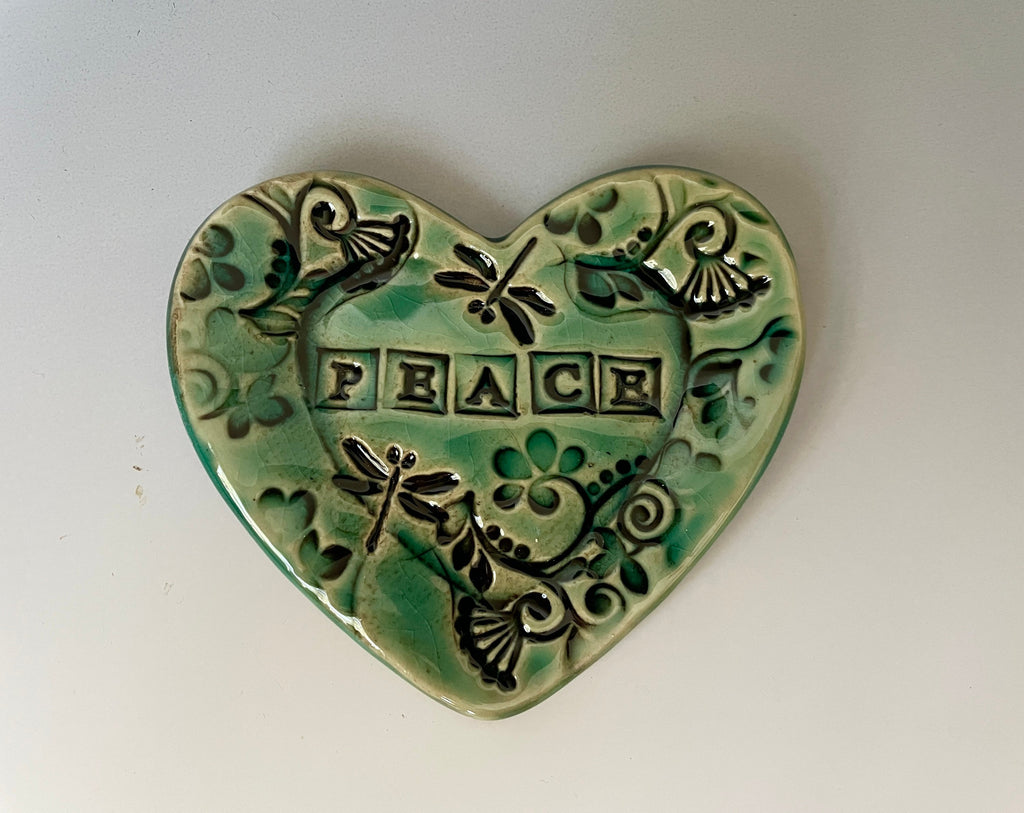 Fast shipping, Dish for rings. Trinket dish. Heart shaped tray for desk. Inspirational dish with; All you need is love saying.