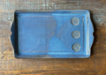 Blue Tray. Handmade Pottery Blue Plate. Blue Ceramic Serving Tray with spiral pattern, grilled meat tray 13 inch by 8 inch. Made to order.