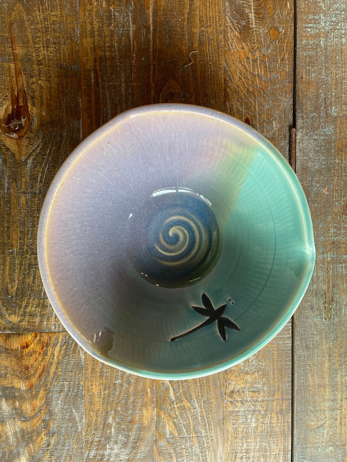 Handmade Pottery Bowl. Dragonfly Pottery Salad Bowl 9.5   x  3.5 inches. Fast shipping gift for Mom.  Wedding gift.