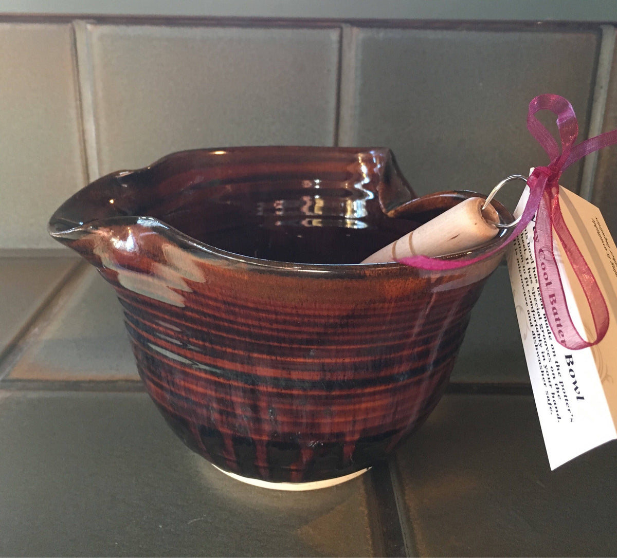 Pottery batter bowl. Southwest Mixing Bowl, Ergonomic Bowl, Ceramic Bowl with Whisk. Fast shipping. Omelette bowl. Wedding gift.