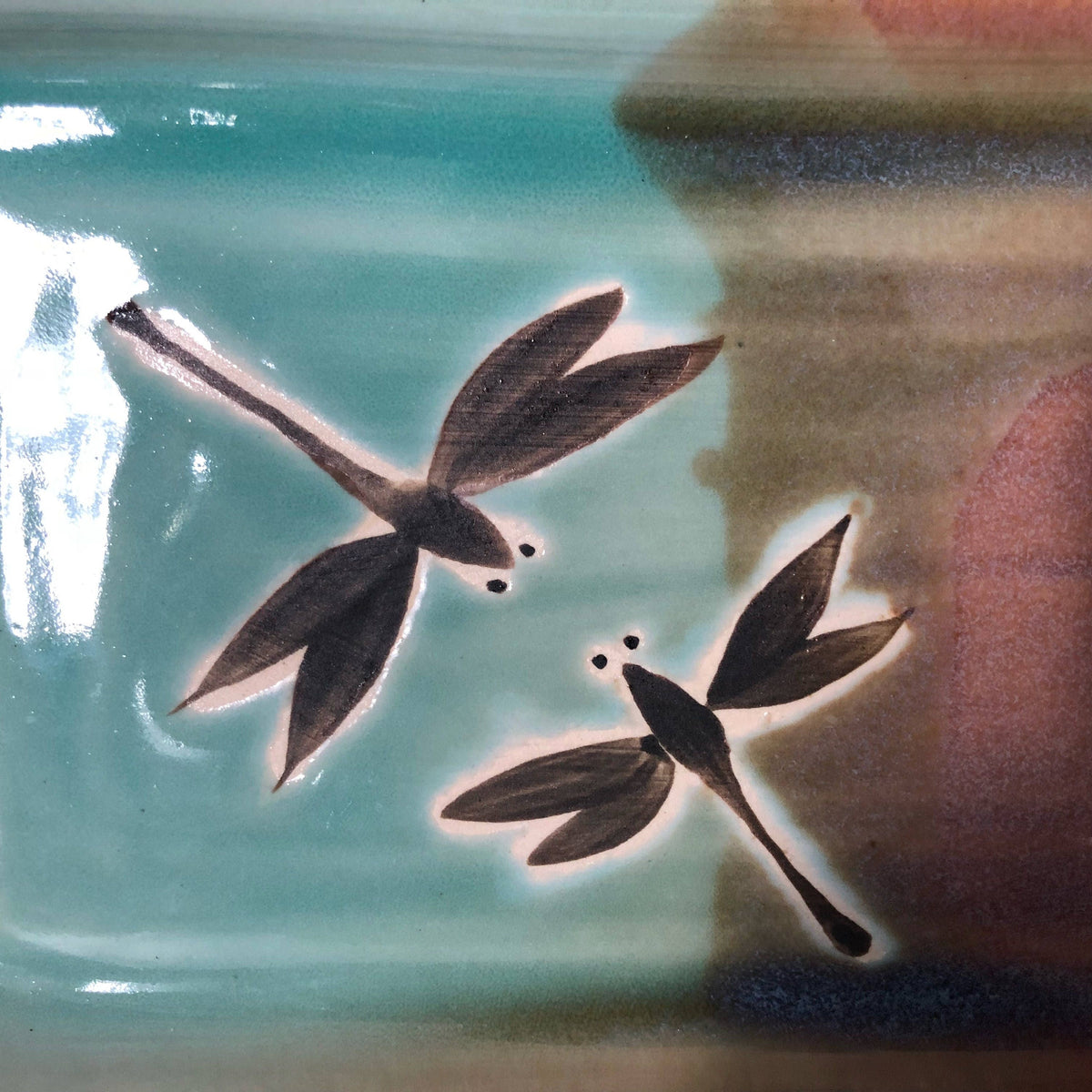 Dragonfly Pottery Charcuterie Tray: Teal Opal Glaze, Stoneware Serving Dish