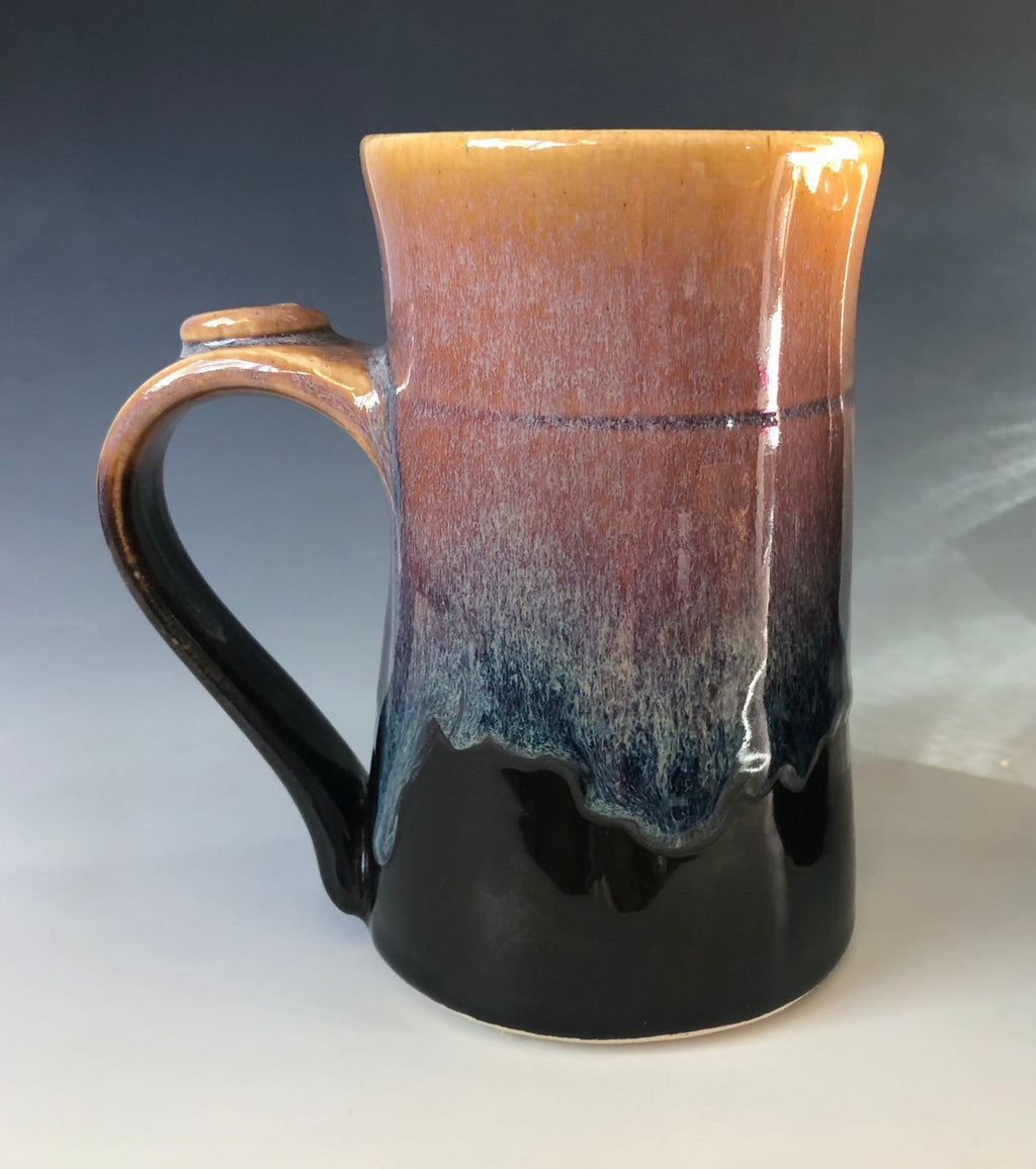 Handmade Pottery Stein: 16 oz Purple Coffee Mug with Thumb Rest. Large coffee mug.