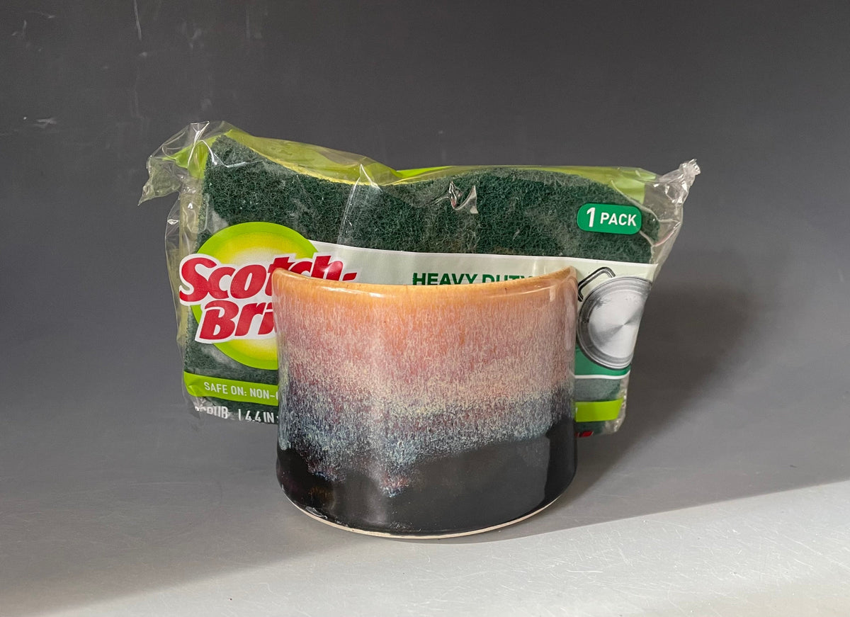 Southwest Pottery sponge holder. Ceramic sponge caddy with sponge. Kitchen decor.
