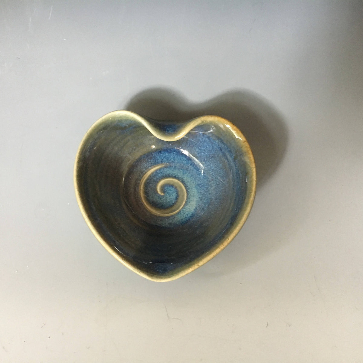 Handmade pottery blue dish. Blue ceramic heart dish, get well gift 4 inch heart. Gifts under 30.Valentine gift.