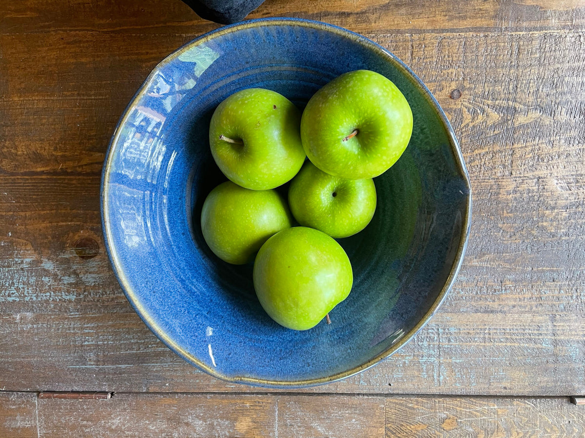 Handmade Blue Pottery Bowl: Large Ceramic Salad Bowl, 13-Inch. Table center piece.
