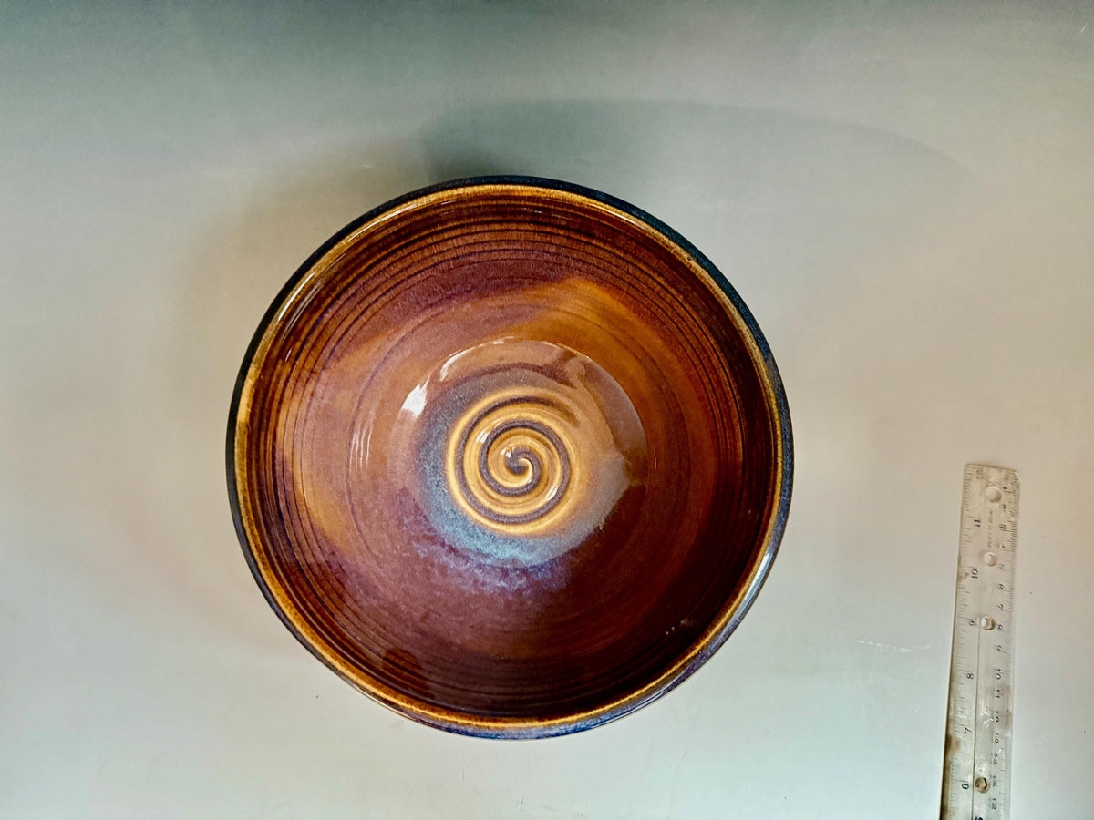 Pottery salad bowl. Southwest pottery bowl. 10x4 inch Fruit bowl.