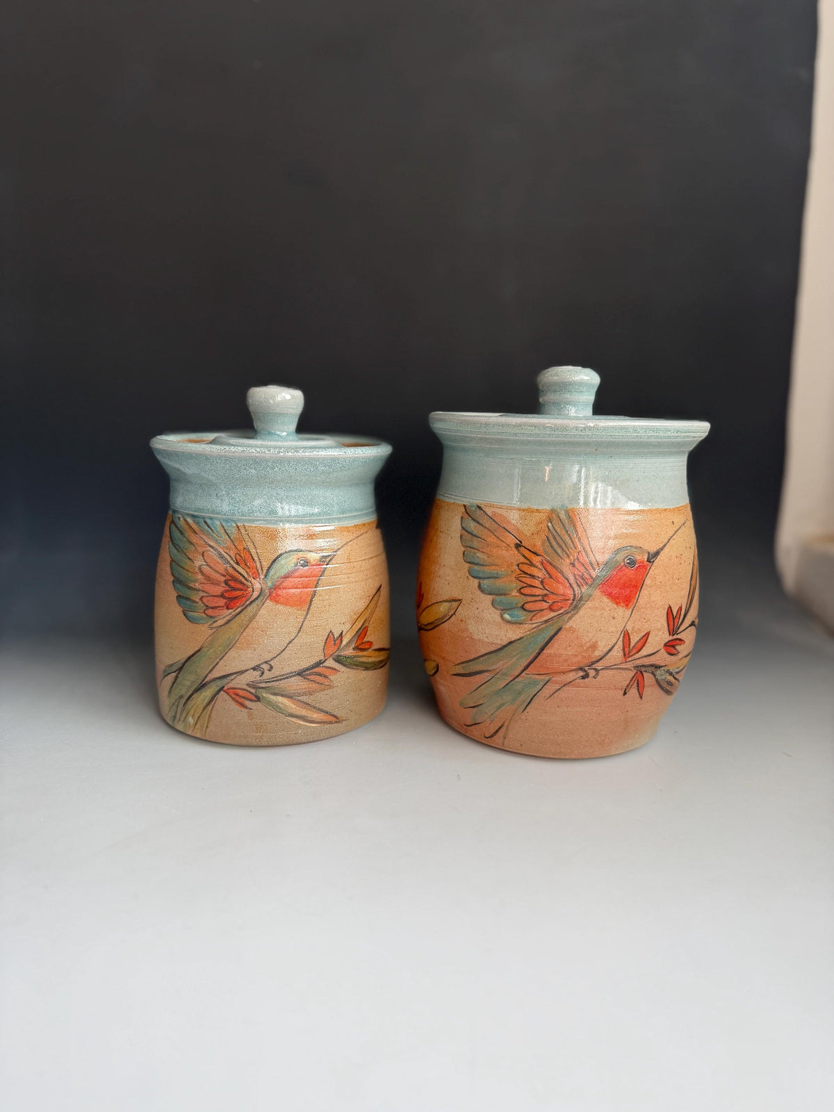 Humming bird Hand painted Ceramic, Canister. free shipping.  6x4