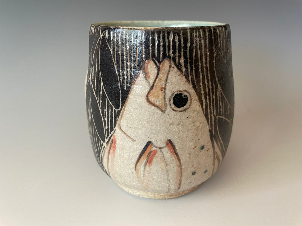 Pottery fish Espresso Mug,  Fish Tea Cup. 8 ounce Small Coffee Cup. Fish wine cup. fisherman gift.