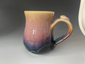Purple mug. Handmade pottery coffee cup. Mug with thumb hold. Fast shipping gift for Dad
